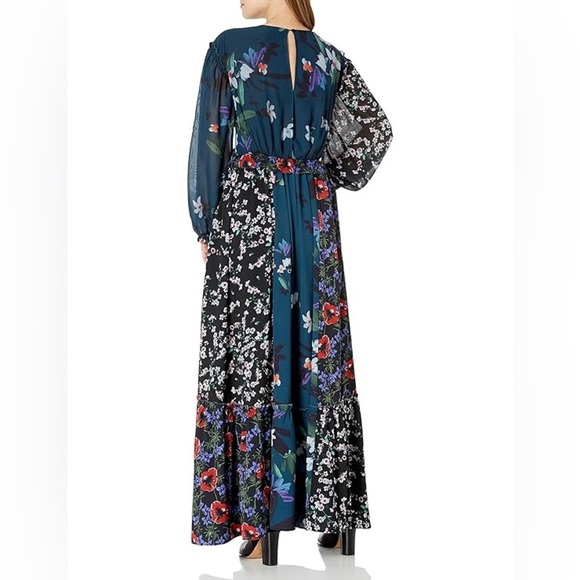 FRENCH CONNECTION Celia Floral Maxi Dress in Blue and Black size 4 - Picture 3 of 12